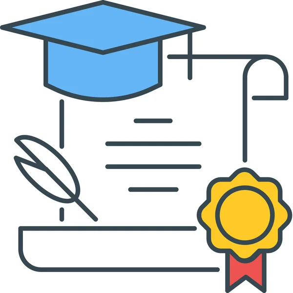 Degree Cert Certificate Icon Filled Outline Style — ストックベクタ