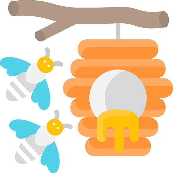 Μέλισσα Κυψέλη Κυψέλη Εικονίδιο Επίπεδο Στυλ — Διανυσματικό Αρχείο