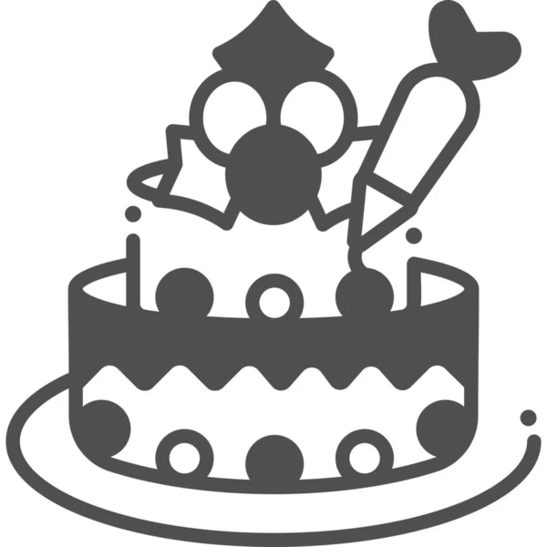 Икона Торта День Рождения Пекарни Полусолидном Стиле — стоковый вектор