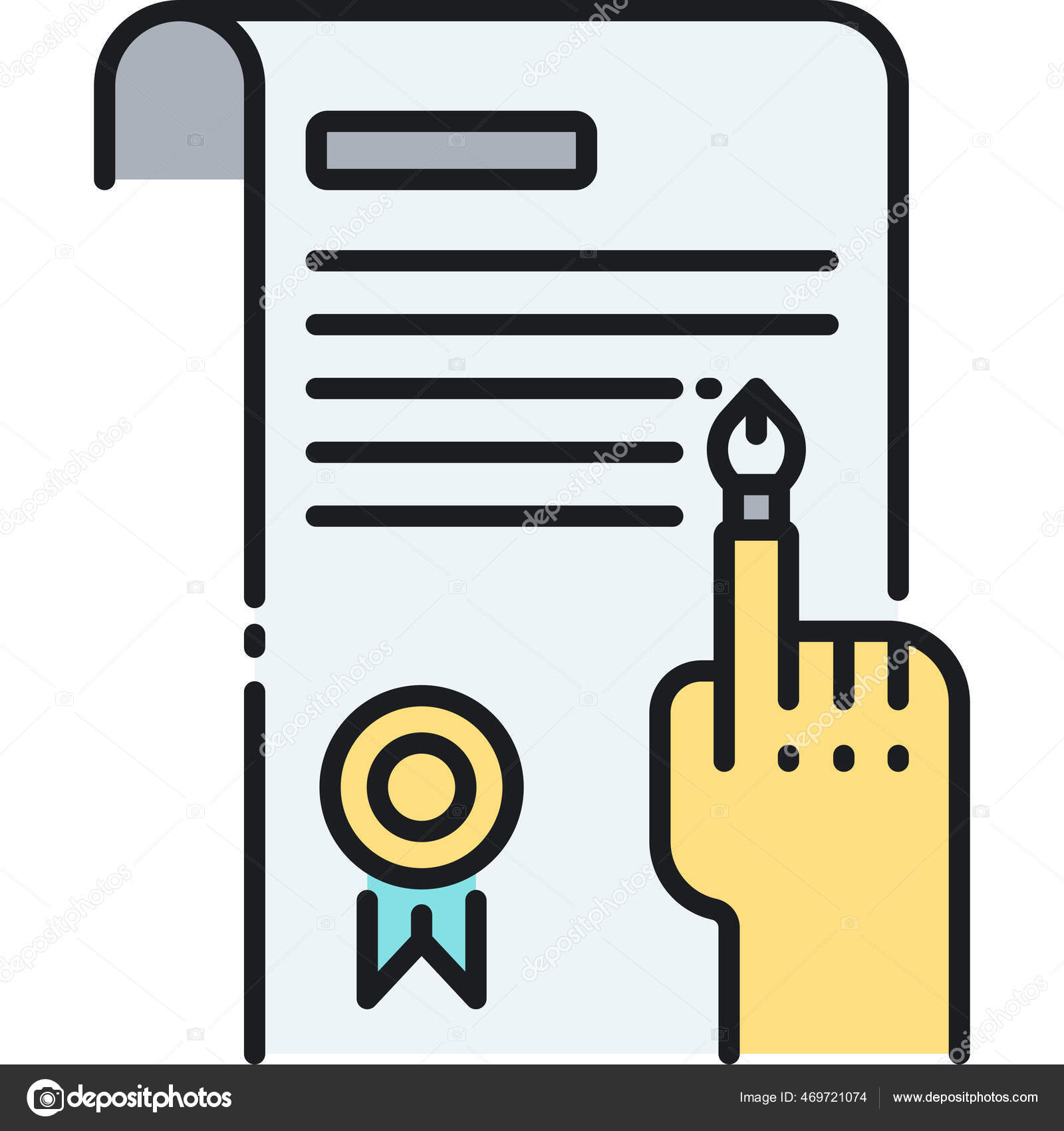 Иконка Договора Договора Стиле Заполненного Плана Векторное.