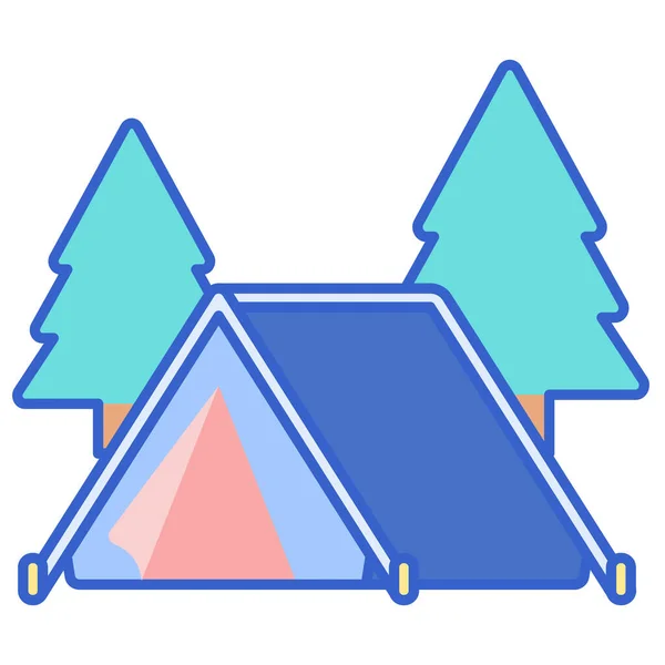 营地帐篷图标在娱乐 业余爱好类别 — 图库矢量图片