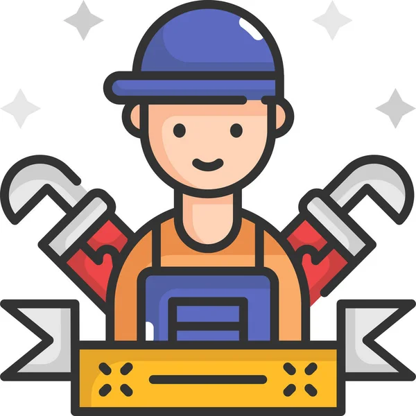 Иконка Рабочего Дня Сантехника Категории Инструмент Строительство — стоковый вектор