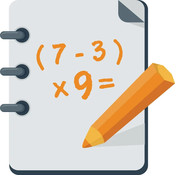 Calculation Exercise Homework Icon Flat Style — ストックベクタ