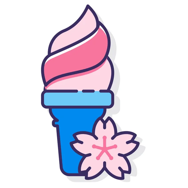 Παγωτό Sakura Παγωτό Γεμάτο Περίγραμμα Εικονίδιο Στυλ Γεμάτο Περίγραμμα — Διανυσματικό Αρχείο