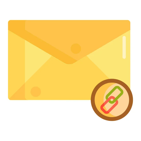 Adjunto Cadena Correo Icono Cadena Estilo Plano — Vector de stock