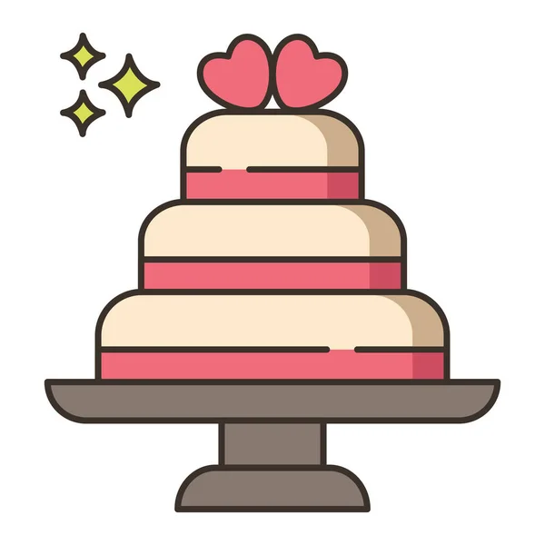 Gâteau Gâteau Mariage Icône Contour Rempli Dans Style Contour Rempli — Image vectorielle