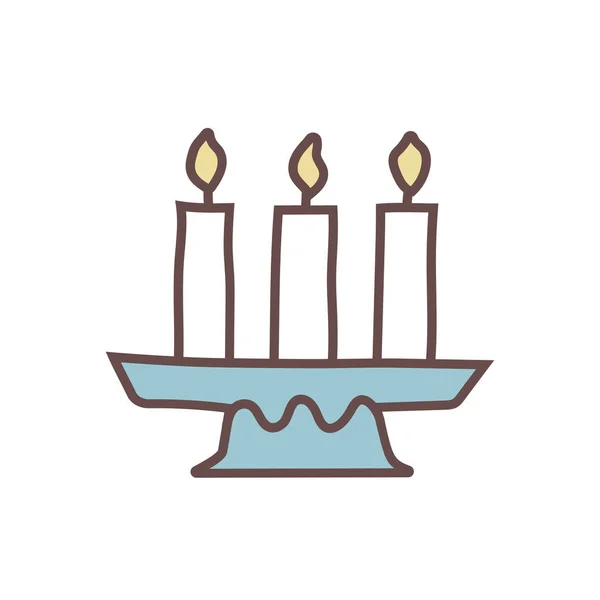Kerzen Brennen Kerzensymbol Gefülltem Outline Stil — Stockvektor