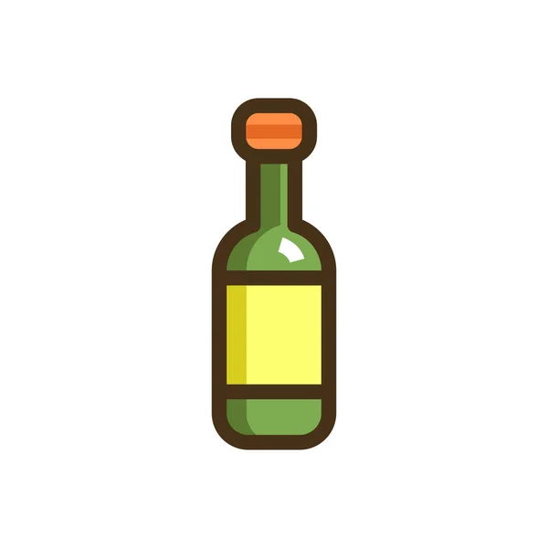 Alcohol Soju Cerveza Icono Estilo Contorno Lleno — Vector de stock