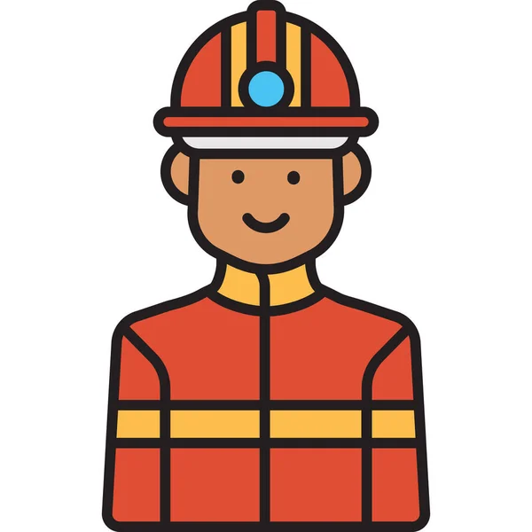 消防员男性消防图标充填 轮廓风格 — 图库矢量图片