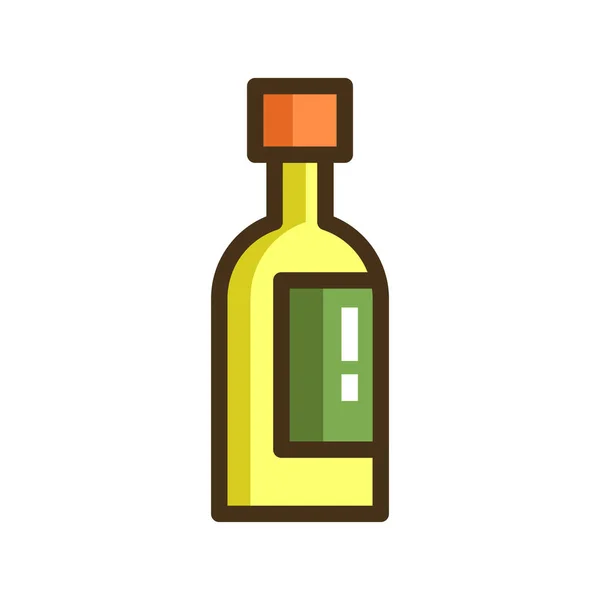 Botella Vodka Icono Del Vino Estilo Contorno Lleno — Vector de stock