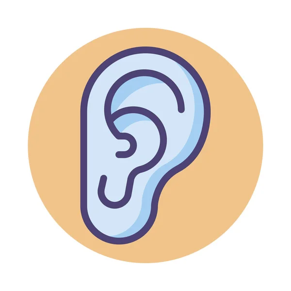 Ear Hear Hearing Icon Badge Style — Stock Vector