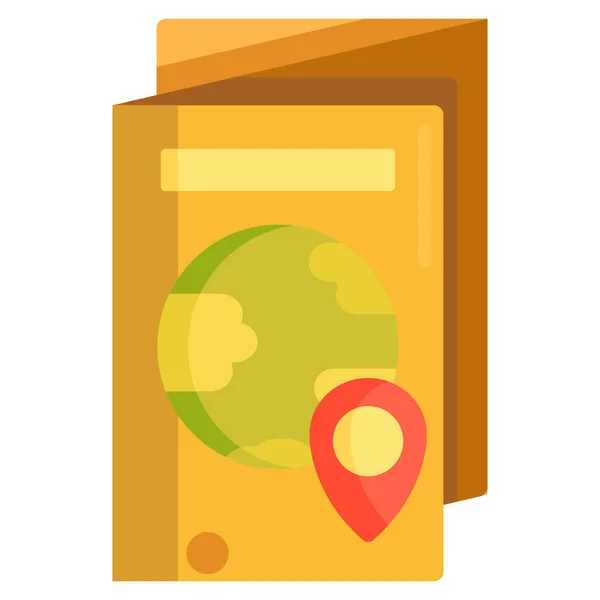 地図旅行パンフレット旅行ガイドのアイコンをフラットスタイルで — ストックベクタ