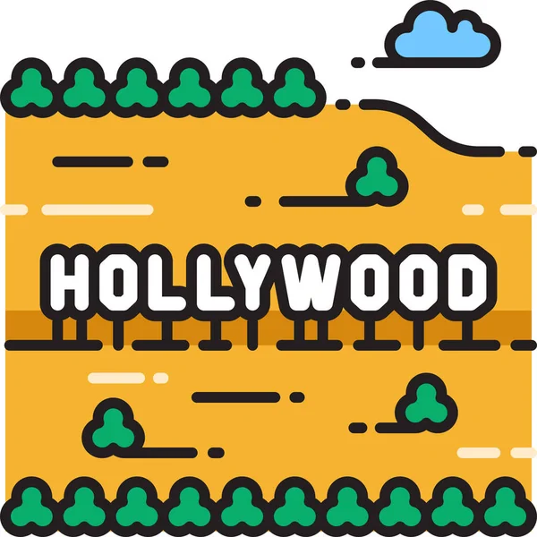 Hollywood Sign Kalifornien Icon Konturenstil — Stockvektor