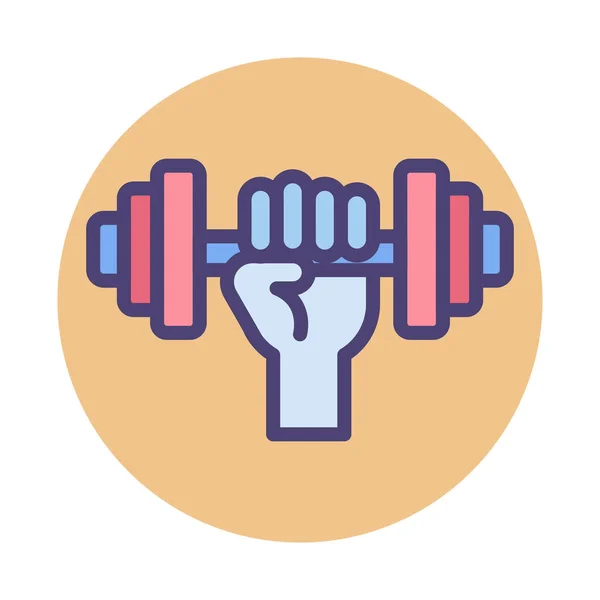 Bodybuilding Building Dumbbell Icon Badge Style — Stock Vector