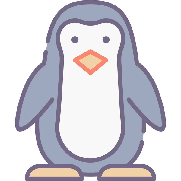 Fågel Pingvin Zoo Ikon Fylld Kontur Stil — Stock vektor