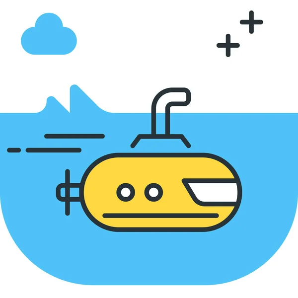 Marine Sub Bathyscaph Icon Ausgefüllten Outline Stil — Stockvektor