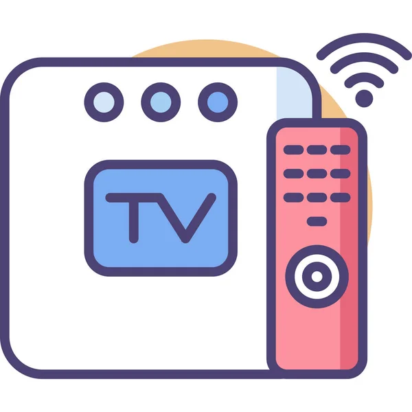 Κουτί Έξυπνο Εικονίδιο Τηλεόραση Στυλ Γεμάτο Περίγραμμα — Διανυσματικό Αρχείο