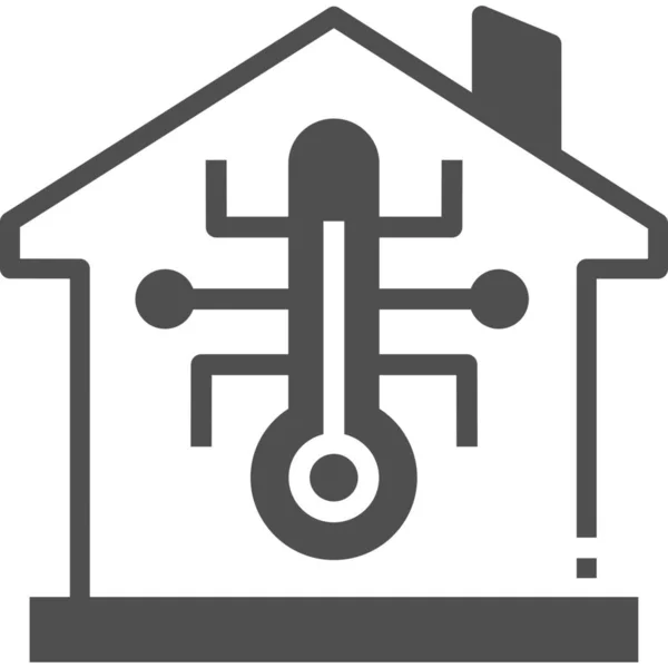 Controllare Icona Della Temperatura Domestica Intelligente Stile Semi Solido — Vettoriale Stock