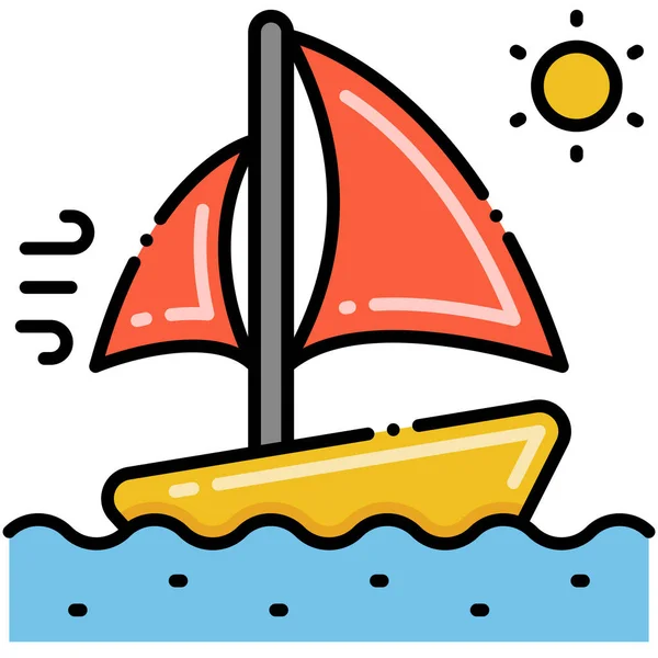 Boat Sailing Sun Icon Summer Category — Stock Vector