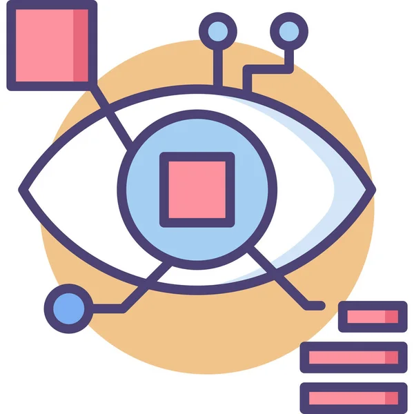 Ícone Olho Cibernético Dados Biométricos Estilo Esboço Preenchido — Vetor de Stock