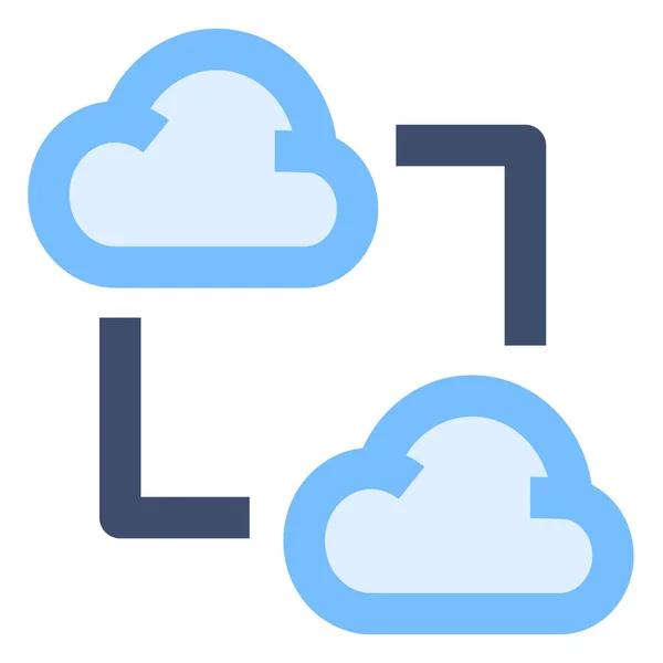 Cloud Clients Cloud Computing Icono Transferencia Datos Nube Estilo Esquema — Archivo Imágenes Vectoriales