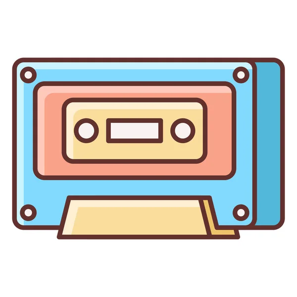 Icono Música Cassette Audio Estilo Contorno Lleno — Vector de stock