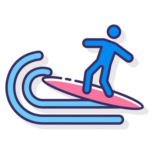 Surf Surfstrand Icoon — Stockvector