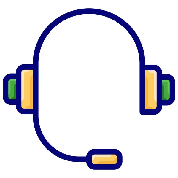 Auriculares Icono Música Auricular Estilo Contorno Lleno — Vector de stock