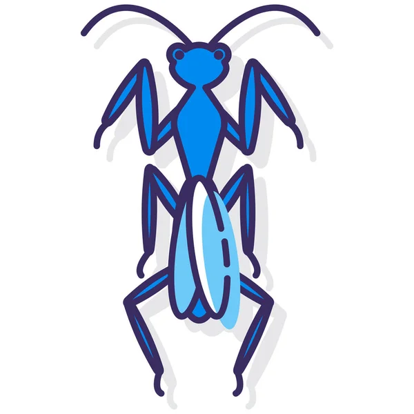 Mantis Pregando Icona Bug Pieno Stile Contorno — Vettoriale Stock
