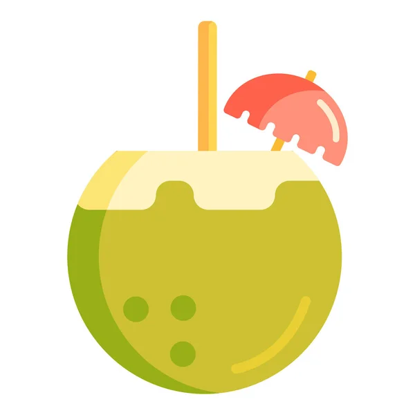 Coconut Coconut Juice Flat Icon Flat Style — Stockový vektor