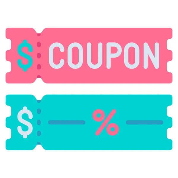 Coupon Discount Ticket Icon Flat Style — Stock Vector