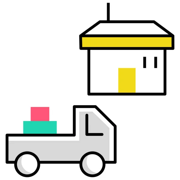 Delivery Truck Delivery Van Home Delivery Icon Filled Outline Style — ストックベクタ