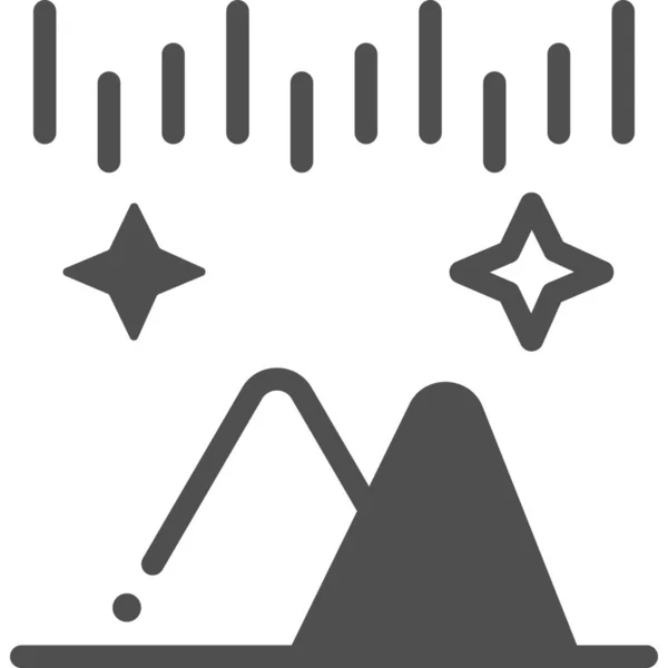 Икона Ландшафта Астрономии Северного Сияния Твердом Стиле — стоковый вектор