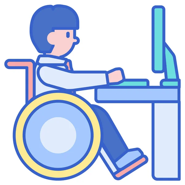 Icône Travailleur Handicapé Employé Dans Style Rempli Contour — Image vectorielle