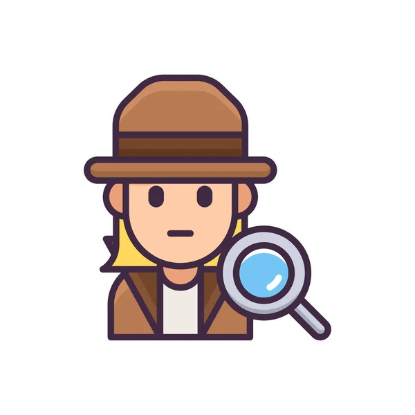 Female Detective Woman Icon — Stock Vector