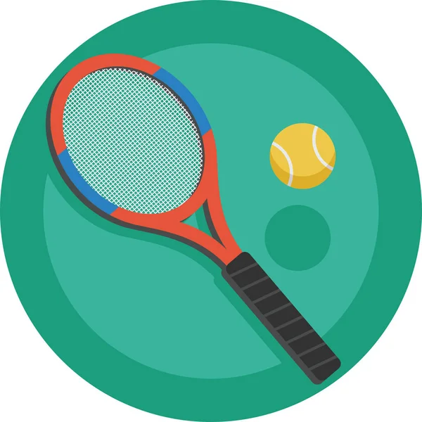 Racket Tennis Ball Icon Flat Style — Stockový vektor