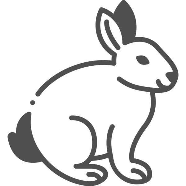 半固体スタイルのウサギの哺乳動物ペットのアイコン — ストックベクタ