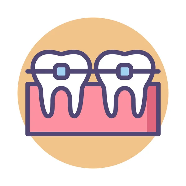 Aparat Dentystyczny Aparat Dentystyczny Ikona Stylu Odznaki — Wektor stockowy