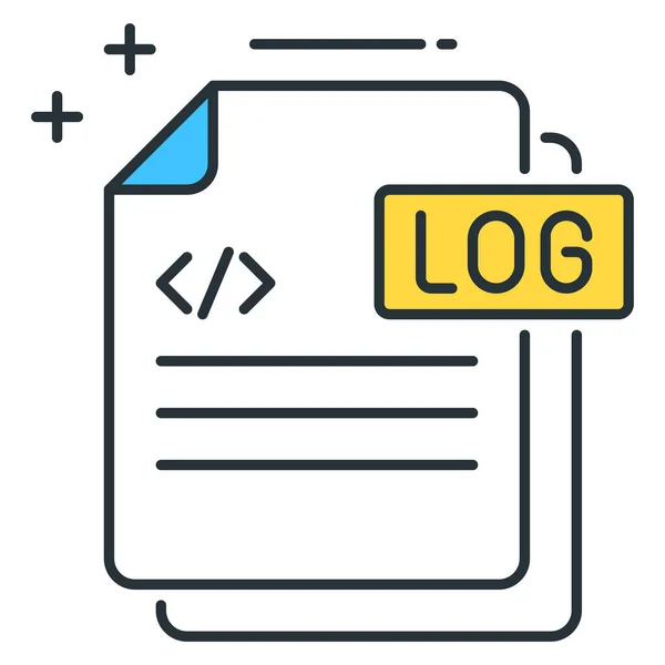 Archivo Log Icono Archivo Registro Estilo Esquema Lleno — Archivo Imágenes Vectoriales