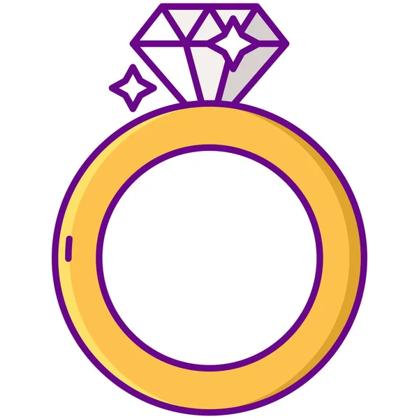 Diamond Jewel Ring Icon Filled Outline Style — Stock Vector