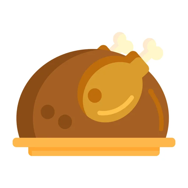 Pollo Asado Icono Pavo Estilo Plano — Vector de stock