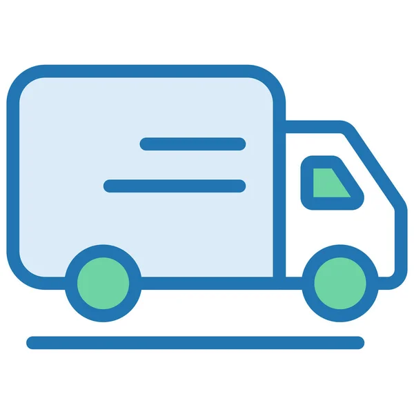 Ikon Transportasi Van Logistik Pengiriman Dalam Gaya Terurut - Stok Vektor