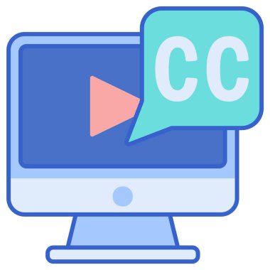 captioning closed subtitling icon in filled-outline style clipart