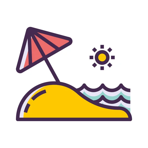 填海海滩沙滩图标 轮廓风格 — 图库矢量图片