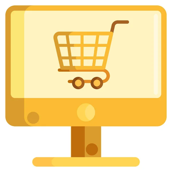 Online Online Alimentari Icona Dello Shopping Online Stile Piatto — Vettoriale Stock