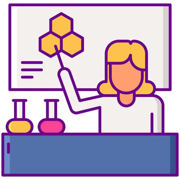 Female Laboratory Teacher Icon Filled Outline Style — Stok Vektör