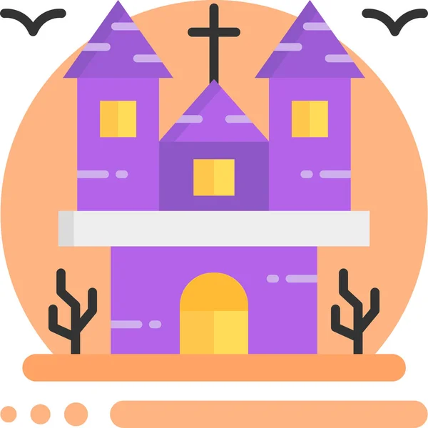 Casa Castelo Assombrado Ícone Categoria Halloween — Vetor de Stock