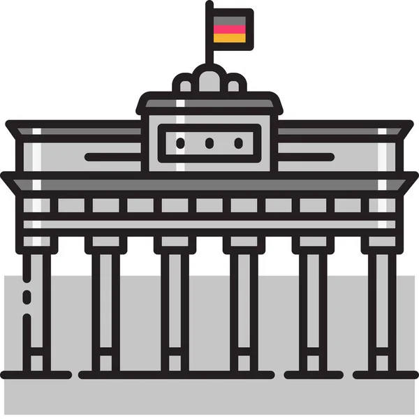 Berlin Wall Germany Icon Filled Outline Style — Stockový vektor