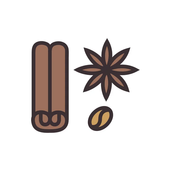 Canela Icono Ingrediente Alimentario Estilo Contorno Lleno — Vector de stock