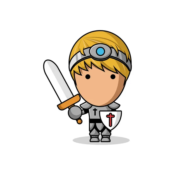 Warrior Paladin Medieval Icon Cartoon Style — Stock Vector